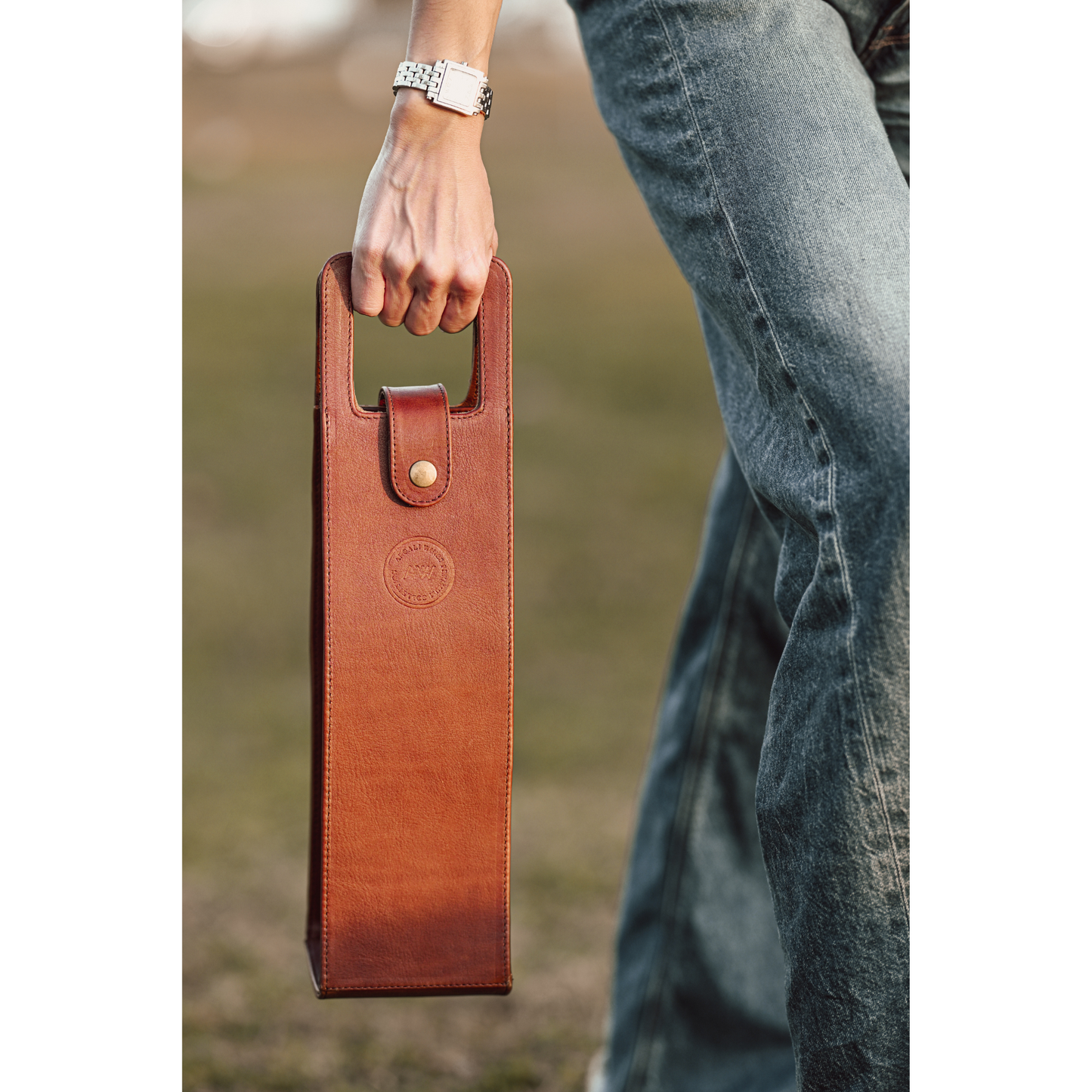 SINGLE WINE BOTTLE TOTE IN BLUE