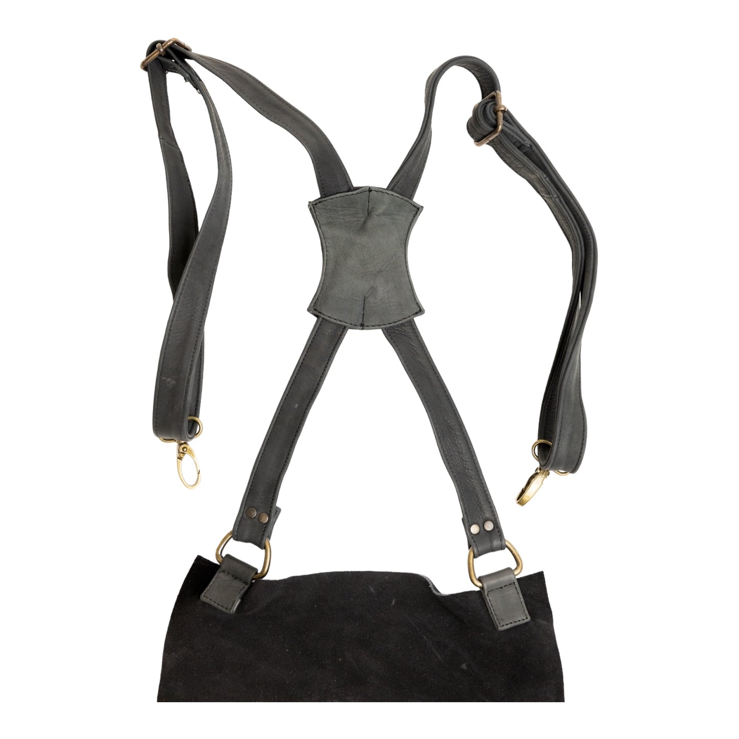 LEATHER APRON WITH POCKETS IN BLACK