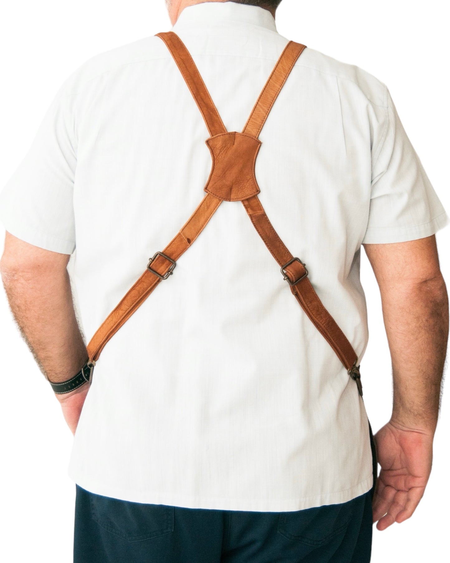 LEATHER APRON WITH POCKETS IN BROWN