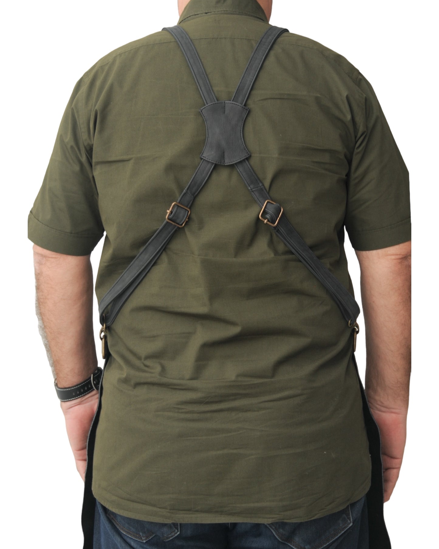 LEATHER APRON WITH POCKETS IN BROWN