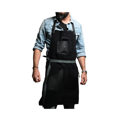 LEATHER APRON WITH POCKETS IN BROWN