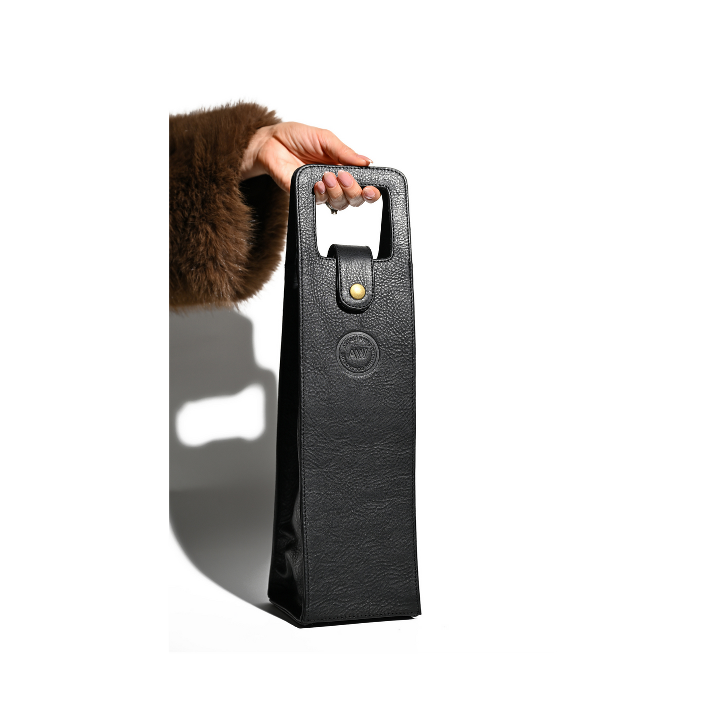 SINGLE WINE BOTTLE TOTE IN BLACK