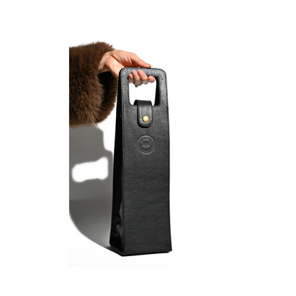 SINGLE WINE BOTTLE TOTE IN BLACK