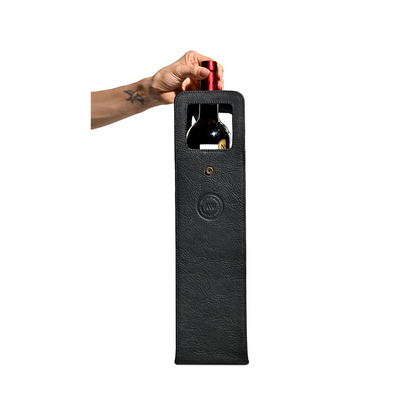 SINGLE WINE BOTTLE TOTE IN BLACK